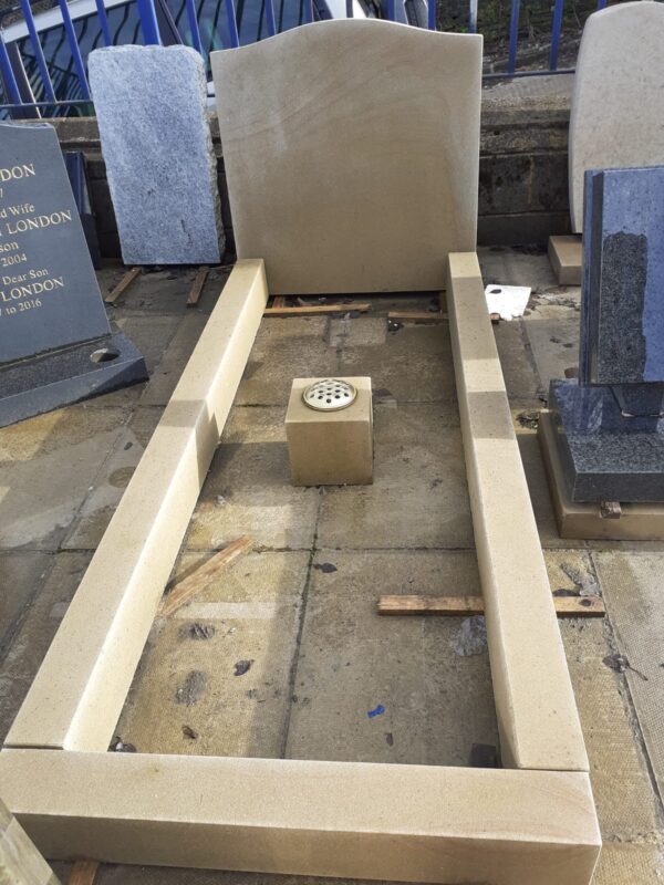 Yorkshire Stone Ogee Headstone & Kerbset Memorial